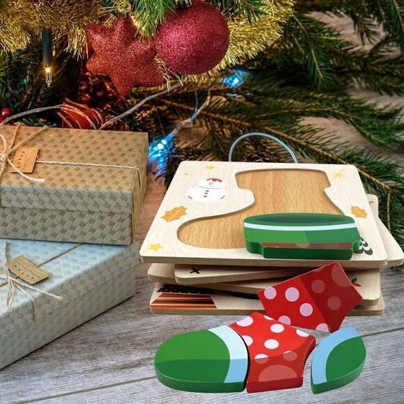 4 Pack Christmas Wooden Puzzles for Kids - BRAND NEW - Picture 4 of 6